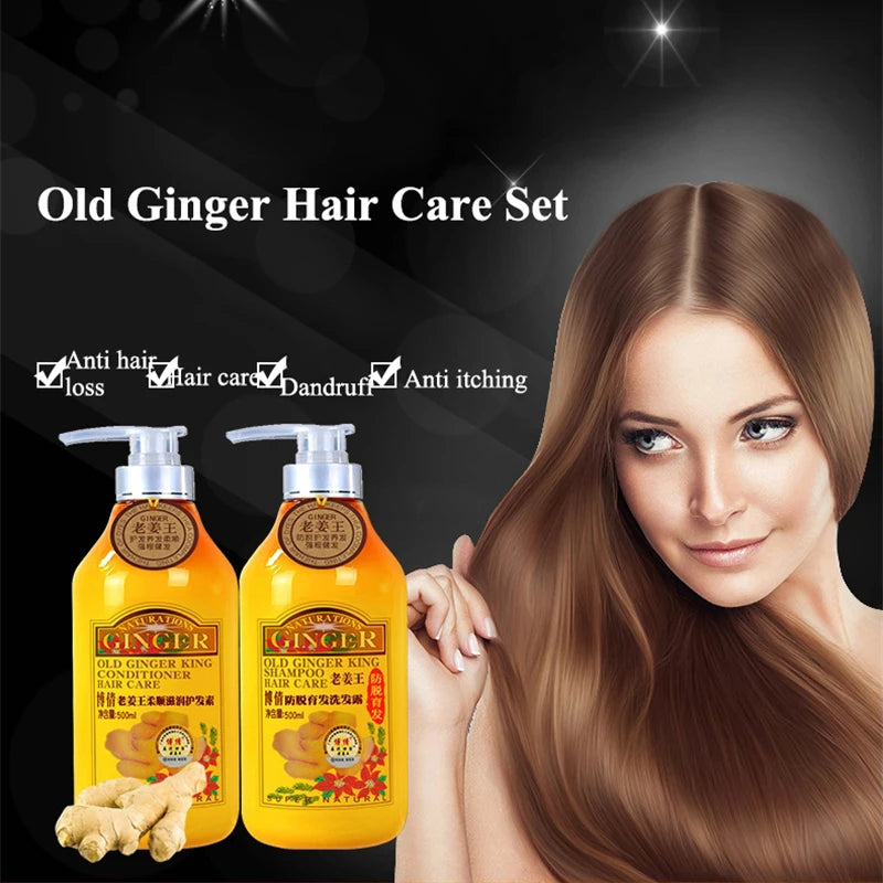 BOQIAN Professional Ginger Hair Shampoo 500ml Hair Conditioner Treatment 500ml Hair Care Set Moisturizing Clean Anti Hair Loss
