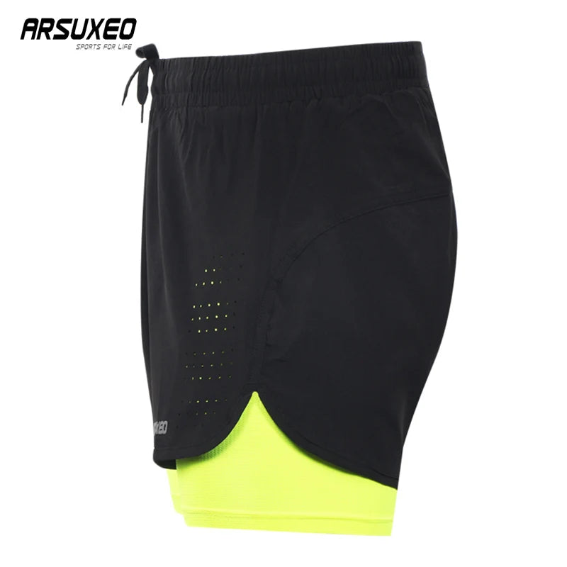 ARSUXEO Men's Cycling Shorts Quick Drying Sweatpants With Pocket Loose Fitness Sports Shorts Breathable Mountain Bike Shorts
