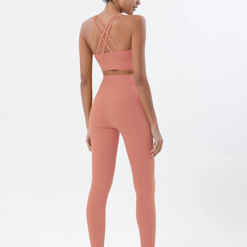 TRY TO BN Yoga Set Fitness Sports Bra Naked Leggings Women's Tracksuit Sportwear Breathable Workout Two Pieces Suit Gym Clothing