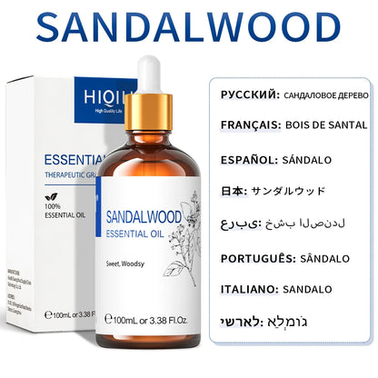 HIQILI 100ML Lavender Jasmine Rose Vanilla Mint  Eucalyptus Lemon Essential Oils for Diffuser, Humidifier, Massage, Skin, Hair