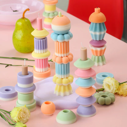 Boowan Nicole Modular Silicone Candle Mold Handmade Stackable Aromatherapy Candle Mould Home Decoration Tools