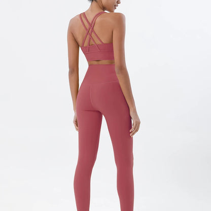 TRY TO BN Yoga Set Fitness Sports Bra Naked Leggings Women's Tracksuit Sportwear Breathable Workout Two Pieces Suit Gym Clothing