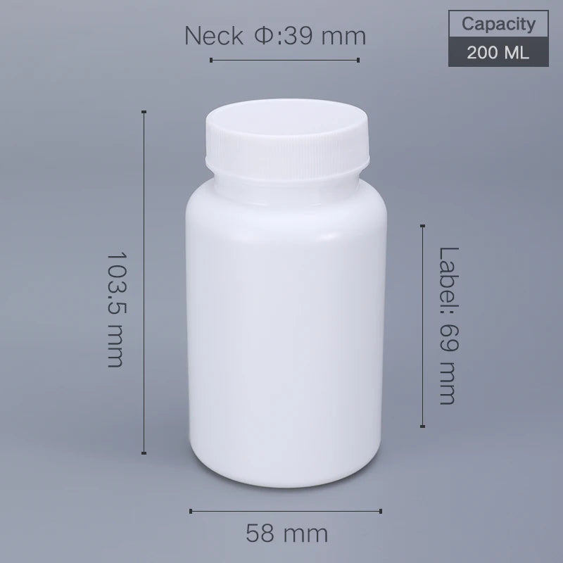 UMETASS Thicken 200ML Pill Bottle Solid Powder Medicine Pill Reagent Container for Supplements Vitamins and Medicine 20PCS/lot