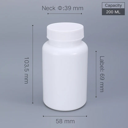 UMETASS Thicken 200ML Pill Bottle Solid Powder Medicine Pill Reagent Container for Supplements Vitamins and Medicine 20PCS/lot