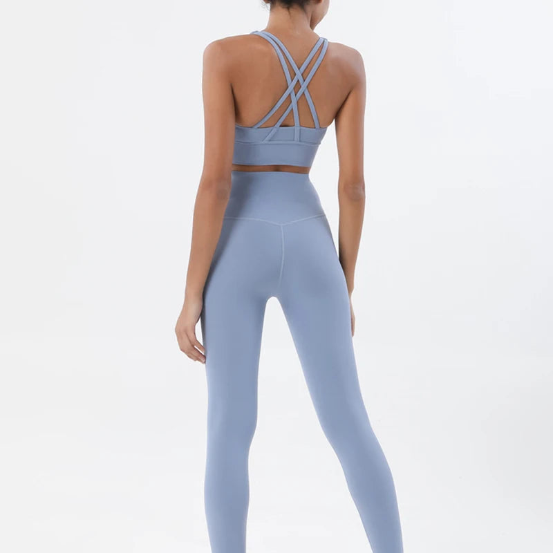 TRY TO BN Yoga Set Fitness Sports Bra Naked Leggings Women's Tracksuit Sportwear Breathable Workout Two Pieces Suit Gym Clothing