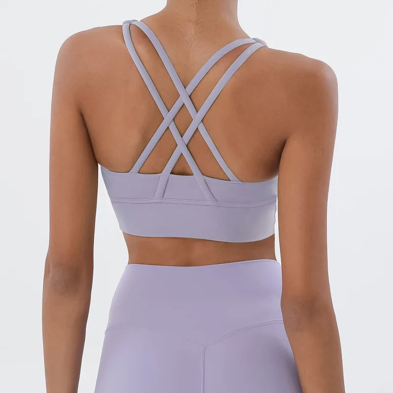 TRY TO BN Women Bra Yoga Sports Bralette Nylon Breathable Fitness Top Underwear Cross Sexy Back  Anti-Shake Gym Female Bras