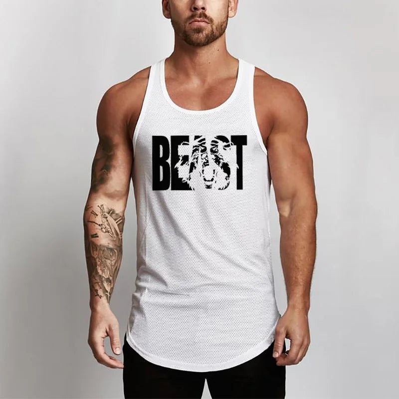 Summer Brand Fitness Tank Top Men Bodybuilding 2023 Gyms Clothing Fitness Men Shirt slim fit Vests Mesh Singlets Muscle Tops