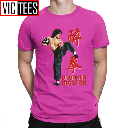 Jackie Chan Drunken Master T-Shirts Men Pure Cotton T Shirt Movie Chinese Dragon China Kung Fu Fight Tees New