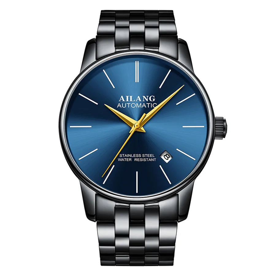 AILANG Brand Ultra-thin dial Fashion Simple Watches Luxury Men's Mechanical Sports Wrist Watch Leather Male Clock Montre Homme