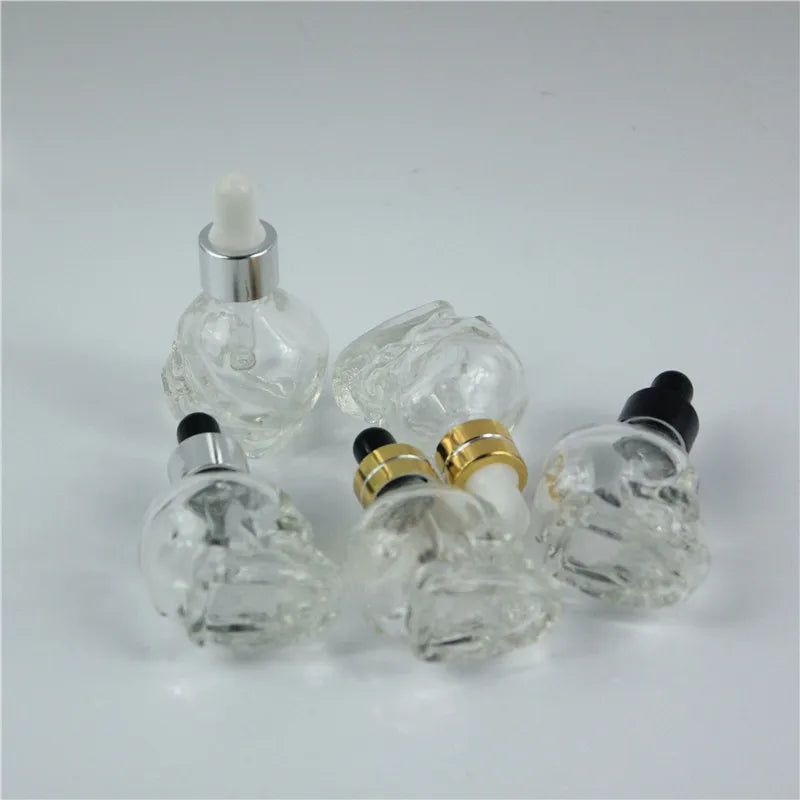 20pcs 8ML Skull-Shaped Glass Dropper Bottles for Essential Oils Aromatherapy Lab - Glass Eye Dropper Pipettes