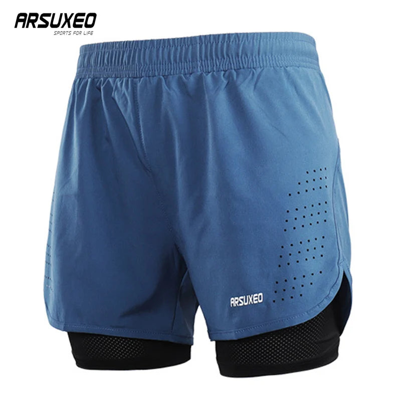 ARSUXEO Men's Cycling Shorts Quick Drying Sweatpants With Pocket Loose Fitness Sports Shorts Breathable Mountain Bike Shorts