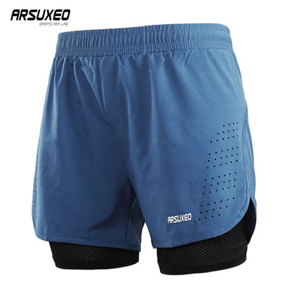 ARSUXEO Men's Cycling Shorts Quick Drying Sweatpants With Pocket Loose Fitness Sports Shorts Breathable Mountain Bike Shorts