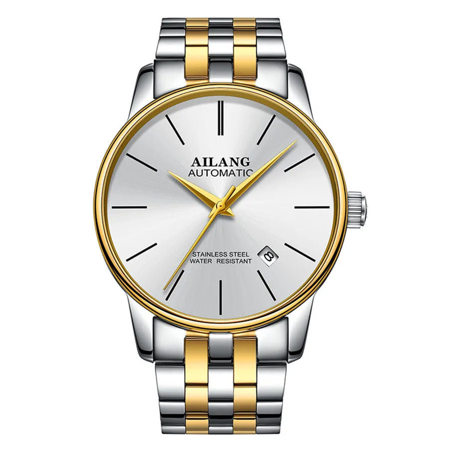 AILANG Brand Ultra-thin dial Fashion Simple Watches Luxury Men's Mechanical Sports Wrist Watch Leather Male Clock Montre Homme