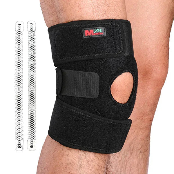 Mumian Knee Adjustable Sports Leg Support Brace Wrap Protector Pads Sleeve Cap Patella Guard 2 Spring Bars,one Size,black