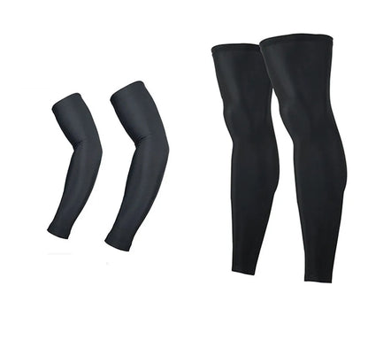 ARSUXEO Compression Cycling Sleeves Anti UV MTB Bike Arm Warmer Legwarmers Protection Jogging Golf Leggings