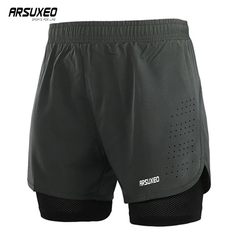 ARSUXEO Men's Cycling Shorts Quick Drying Sweatpants With Pocket Loose Fitness Sports Shorts Breathable Mountain Bike Shorts