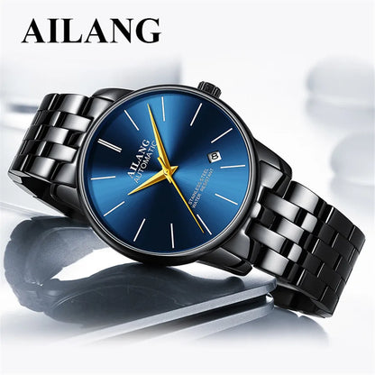 AILANG Brand Ultra-thin dial Fashion Simple Watches Luxury Men's Mechanical Sports Wrist Watch Leather Male Clock Montre Homme
