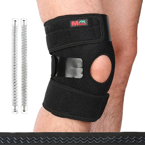 Mumian Knee Adjustable Sports Leg Support Brace Wrap Protector Pads Sleeve Cap Patella Guard 2 Spring Bars,one Size,black