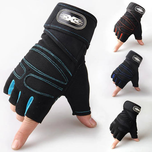 Men Women Gym Gloves Half Finger Cycling Gloves Fitness Weight Lifting Body Building Training Sports Exercise Workout Gloves