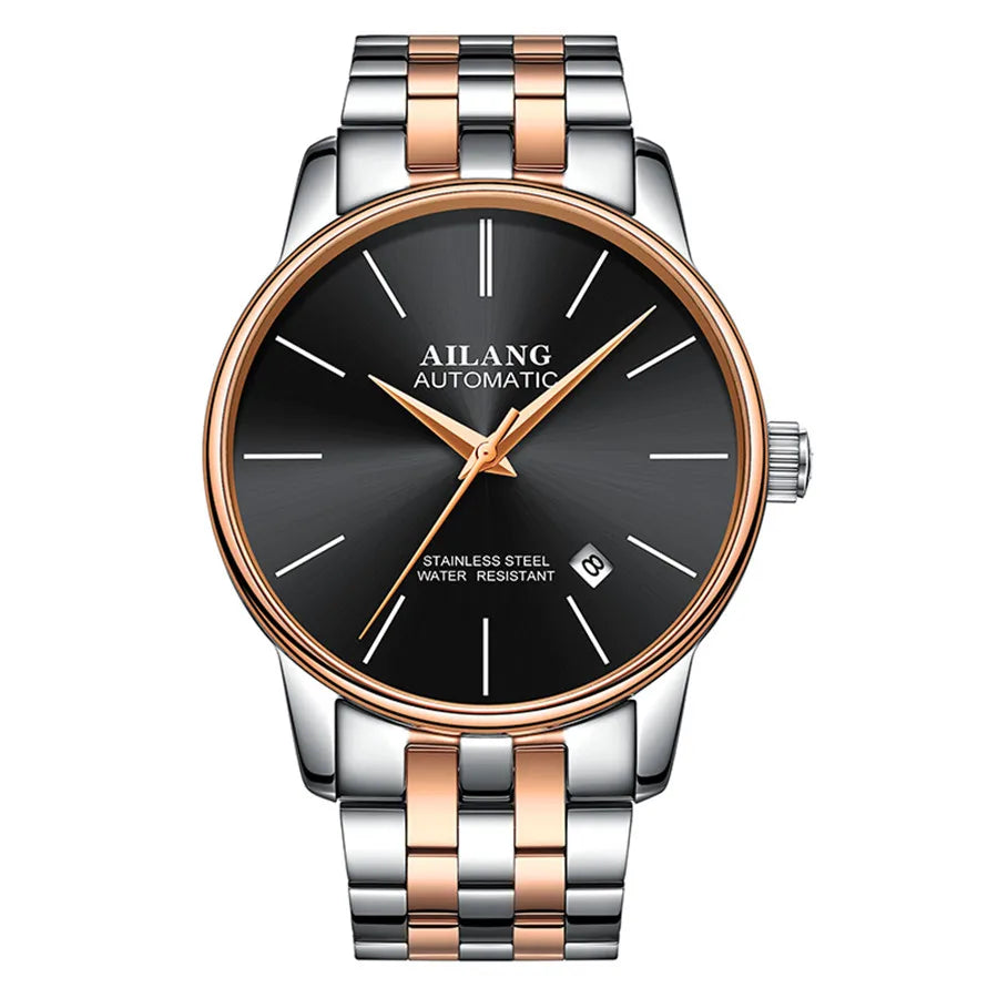 AILANG Brand Ultra-thin dial Fashion Simple Watches Luxury Men's Mechanical Sports Wrist Watch Leather Male Clock Montre Homme