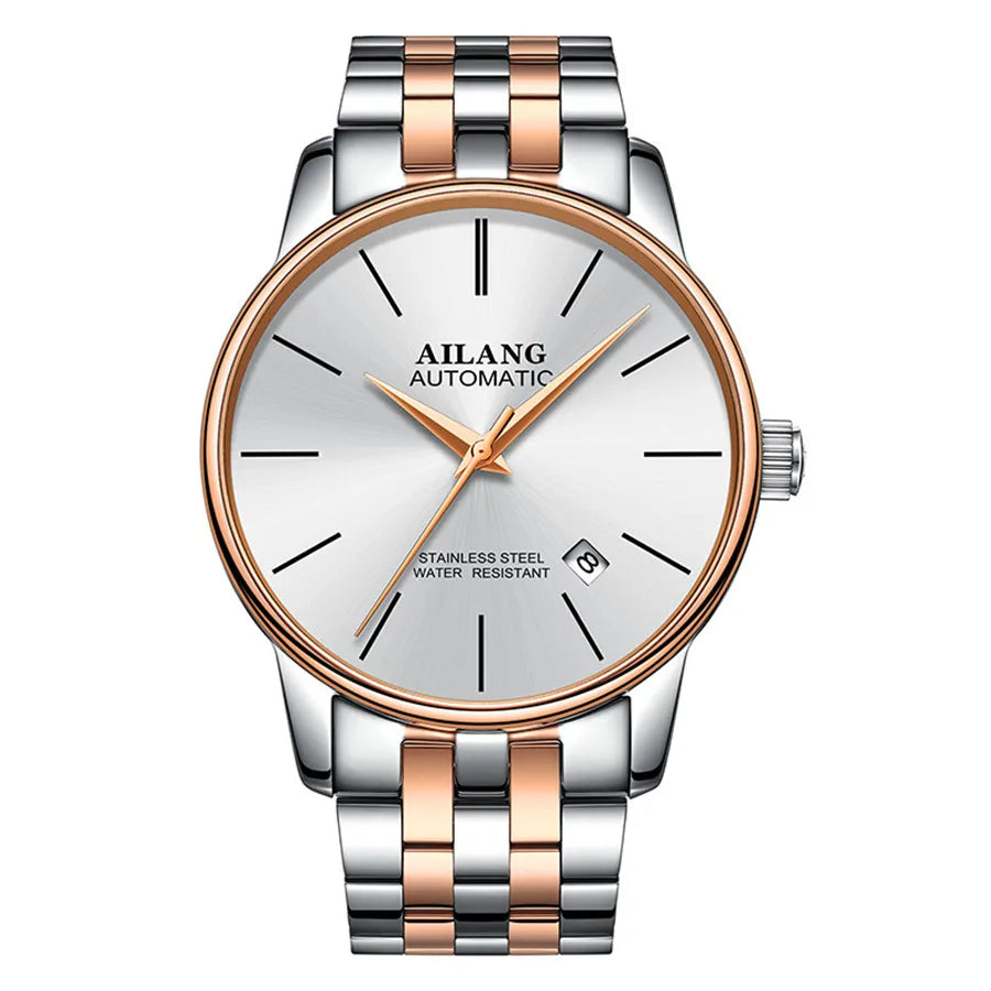 AILANG Brand Ultra-thin dial Fashion Simple Watches Luxury Men's Mechanical Sports Wrist Watch Leather Male Clock Montre Homme