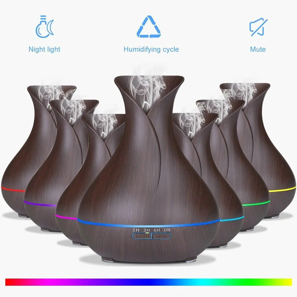 Aromatherapy Humificador Oil Diffuser Ultrasonic Mist Maker Fogger with LED Lamp Wood Grain Air Aroma Humidifier Humificadores