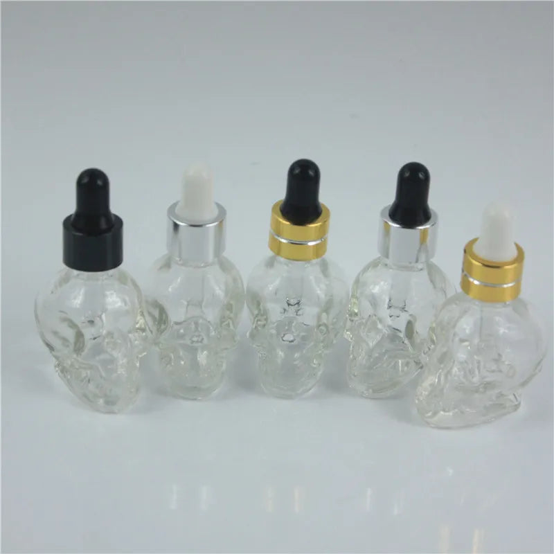 20pcs 8ML Skull-Shaped Glass Dropper Bottles for Essential Oils Aromatherapy Lab - Glass Eye Dropper Pipettes