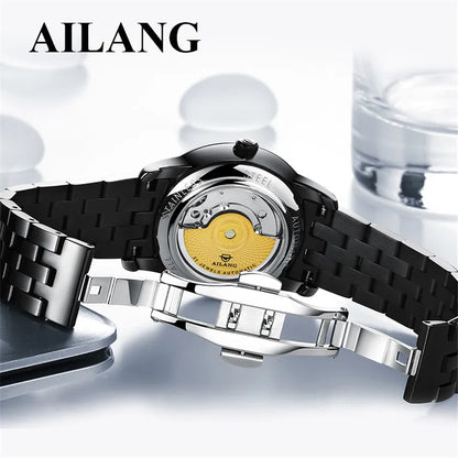 AILANG Brand Ultra-thin dial Fashion Simple Watches Luxury Men's Mechanical Sports Wrist Watch Leather Male Clock Montre Homme