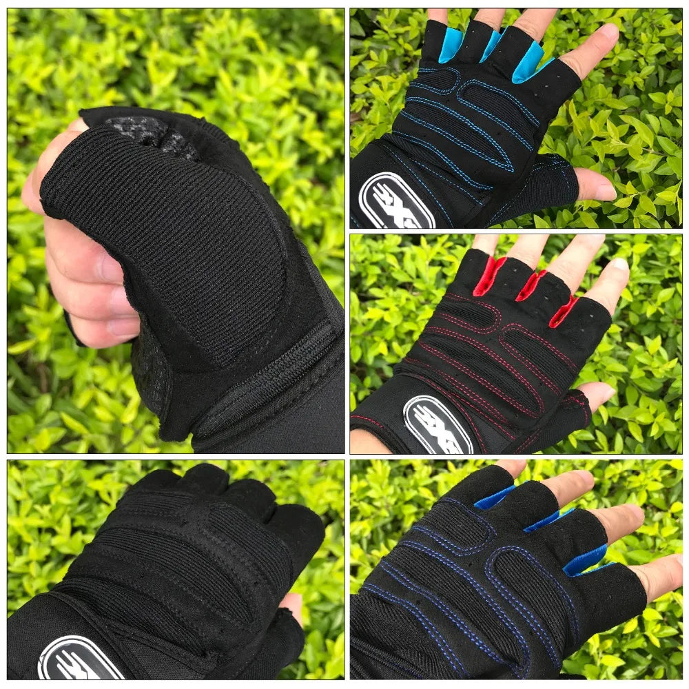 Men Women Gym Gloves Half Finger Cycling Gloves Fitness Weight Lifting Body Building Training Sports Exercise Workout Gloves