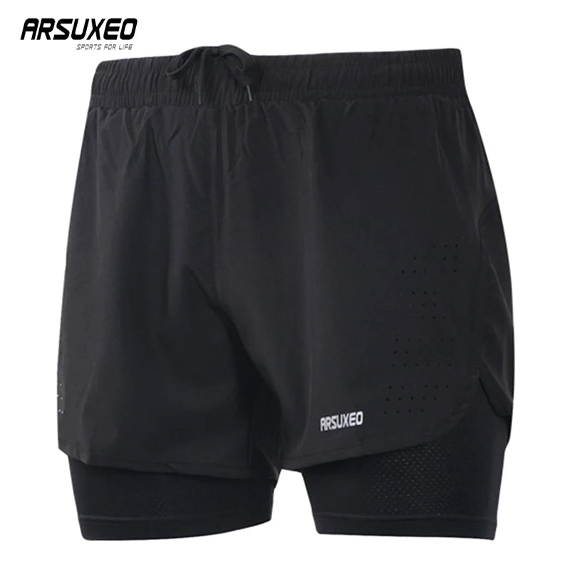 ARSUXEO Men's Cycling Shorts Quick Drying Sweatpants With Pocket Loose Fitness Sports Shorts Breathable Mountain Bike Shorts