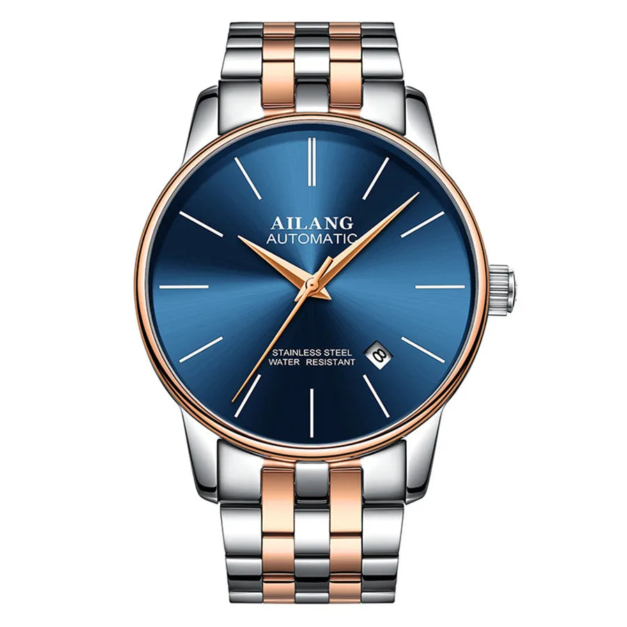 AILANG Brand Ultra-thin dial Fashion Simple Watches Luxury Men's Mechanical Sports Wrist Watch Leather Male Clock Montre Homme