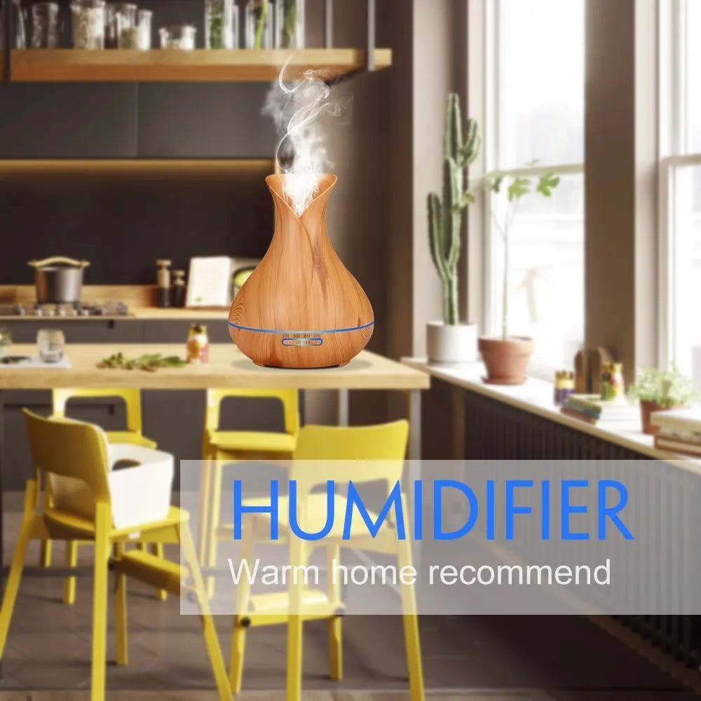 Aromatherapy Humificador Oil Diffuser Ultrasonic Mist Maker Fogger with LED Lamp Wood Grain Air Aroma Humidifier Humificadores