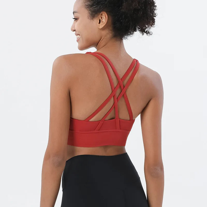 TRY TO BN Women Bra Yoga Sports Bralette Nylon Breathable Fitness Top Underwear Cross Sexy Back  Anti-Shake Gym Female Bras
