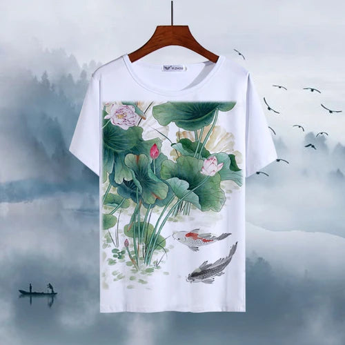 Chinese Animal Zodiac Signs 3D Printed Ink Painting T-shirt Twelve Constellations Dragon Tiger Wash Painting Tops for Adult