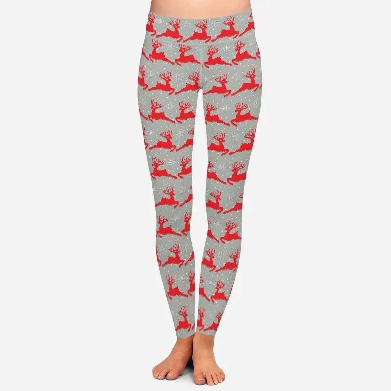 LETSFIND New Arrival Winter Woman Christmas Series Printing Leggings Fashion Elegant High Waist Woman Fitness Warm Leggings
