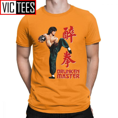 Jackie Chan Drunken Master T-Shirts Men Pure Cotton T Shirt Movie Chinese Dragon China Kung Fu Fight Tees New