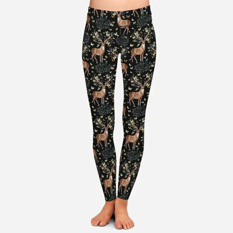 LETSFIND New Arrival Winter Woman Christmas Series Printing Leggings Fashion Elegant High Waist Woman Fitness Warm Leggings