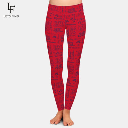 LETSFIND New Arrival Winter Woman Christmas Series Printing Leggings Fashion Elegant High Waist Woman Fitness Warm Leggings