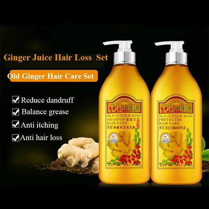BOQIAN Professional Ginger Hair Shampoo 500ml Hair Conditioner Treatment 500ml Hair Care Set Moisturizing Clean Anti Hair Loss