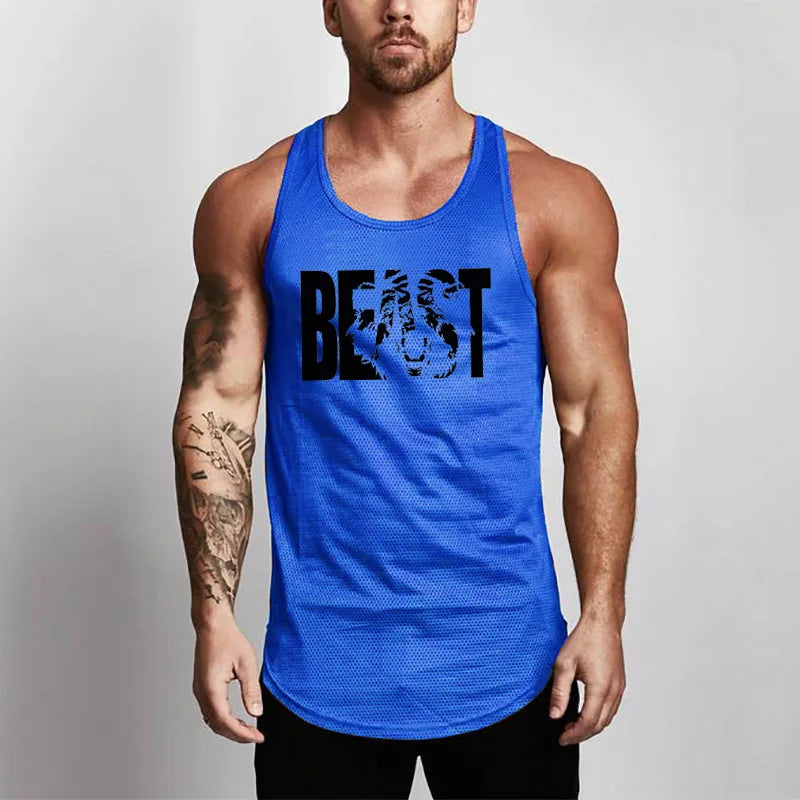 Summer Brand Fitness Tank Top Men Bodybuilding 2023 Gyms Clothing Fitness Men Shirt slim fit Vests Mesh Singlets Muscle Tops