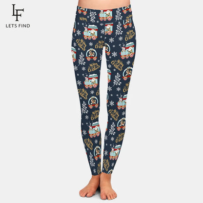LETSFIND New Arrival Winter Woman Christmas Series Printing Leggings Fashion Elegant High Waist Woman Fitness Warm Leggings