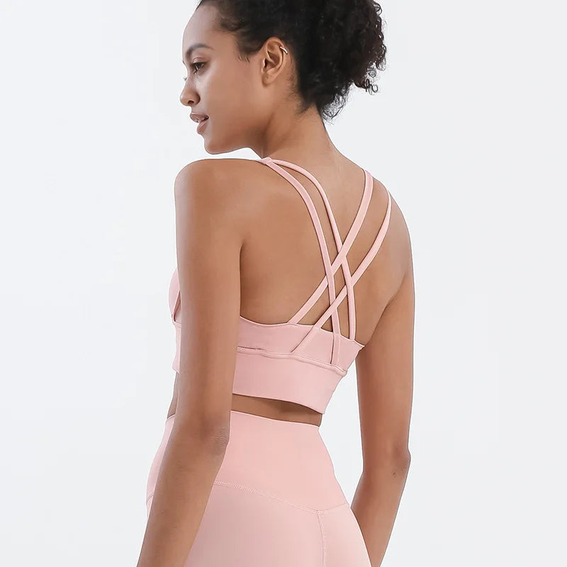TRY TO BN Women Bra Yoga Sports Bralette Nylon Breathable Fitness Top Underwear Cross Sexy Back  Anti-Shake Gym Female Bras