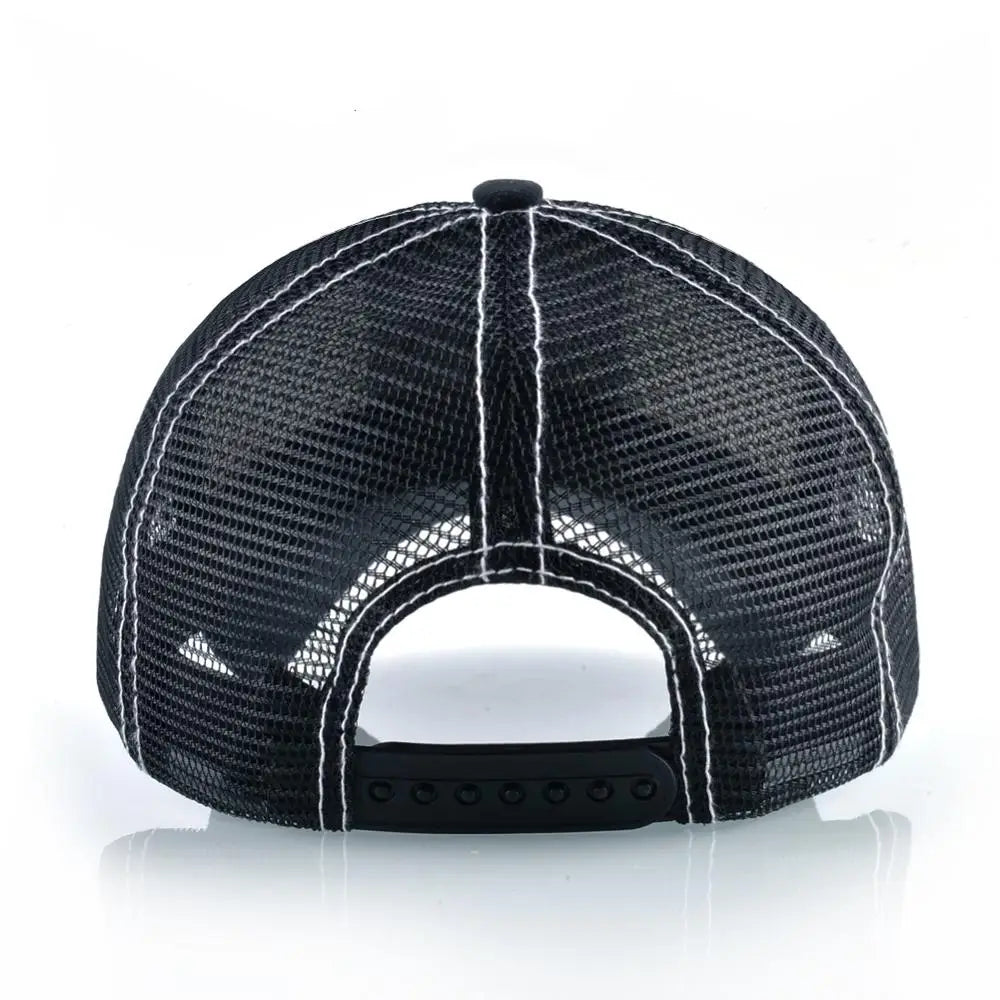 Men's Baseball Cap Fashion Snapback Hat With Dragon Patch Casual Cotton Dad Hats Breathable Mesh Trucker Caps Men Hip Hop Bones