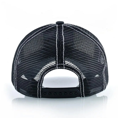 Men's Baseball Cap Fashion Snapback Hat With Dragon Patch Casual Cotton Dad Hats Breathable Mesh Trucker Caps Men Hip Hop Bones