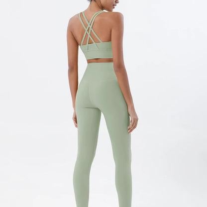 TRY TO BN Yoga Set Fitness Sports Bra Naked Leggings Women's Tracksuit Sportwear Breathable Workout Two Pieces Suit Gym Clothing