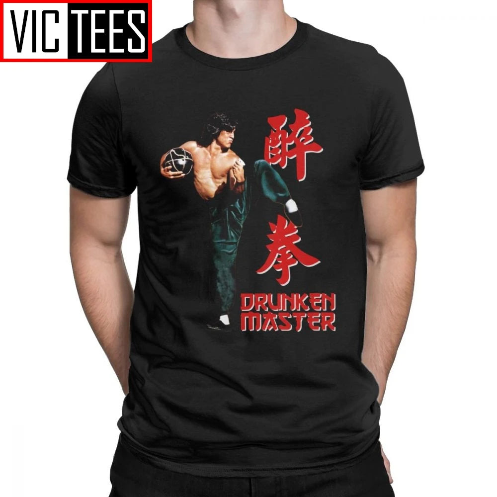 Jackie Chan Drunken Master T-Shirts Men Pure Cotton T Shirt Movie Chinese Dragon China Kung Fu Fight Tees New