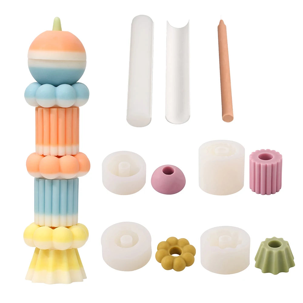 Boowan Nicole Modular Silicone Candle Mold Handmade Stackable Aromatherapy Candle Mould Home Decoration Tools