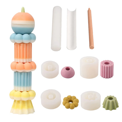 Boowan Nicole Modular Silicone Candle Mold Handmade Stackable Aromatherapy Candle Mould Home Decoration Tools