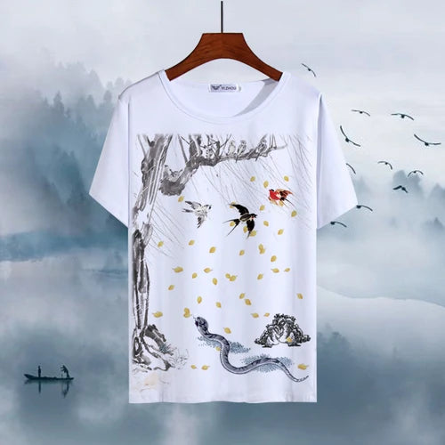 Chinese Animal Zodiac Signs 3D Printed Ink Painting T-shirt Twelve Constellations Dragon Tiger Wash Painting Tops for Adult