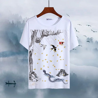 Chinese Animal Zodiac Signs 3D Printed Ink Painting T-shirt Twelve Constellations Dragon Tiger Wash Painting Tops for Adult